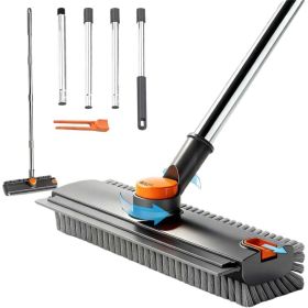 Scrub Brush With Long Handle, Floor Scrub Brush Squeegee Broom For Cleaning, 3 In 1 Shower Scrubber Floor Broom Squeegee For Concrete Tile Wall D (Option: 3 in 1 ShowerGrey)