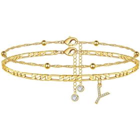 26 Letters Anklet Zircon Letters Simple (Option: Y)