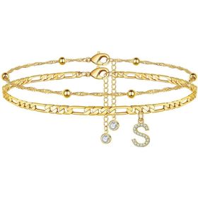 26 Letters Anklet Zircon Letters Simple (Option: S)