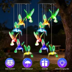 2PCS Hummingbird Solar Wind Chimes With Color Changing LED Lights, Waterproof Solar Powered Wind Chime For Outdoor Garden Patio Balcony Porch Hom (Option: defaulttitle)