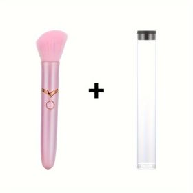 Electric Massage Stick and Beauty Vibration Massager Doubling as Makeup Blush Brush (Color: Pink+ storage box)
