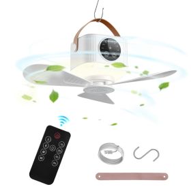 1Pc Tent Ceiling Fan With Light 7200mah Rechargeable Battery Operated Hanging Canopy Fan With Remote Control 4 Wind Speeds 3 Brightness Standard (Option: Standard Fan Light)