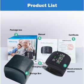 Wrist Sphygmomanometer Rechargeable Blood Pressure Meter Wrist Blood Pressure Eter Smart Touch Screen Blood Pressure Meter Household Electronics (Option: French version-USB)