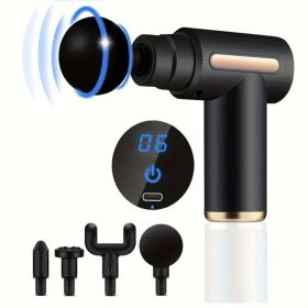 Random Color Fascia Gun Household Portable Muscle Relaxer USB Rechargeable Small Massager Mini Fascia Gun (Option: BLACK)